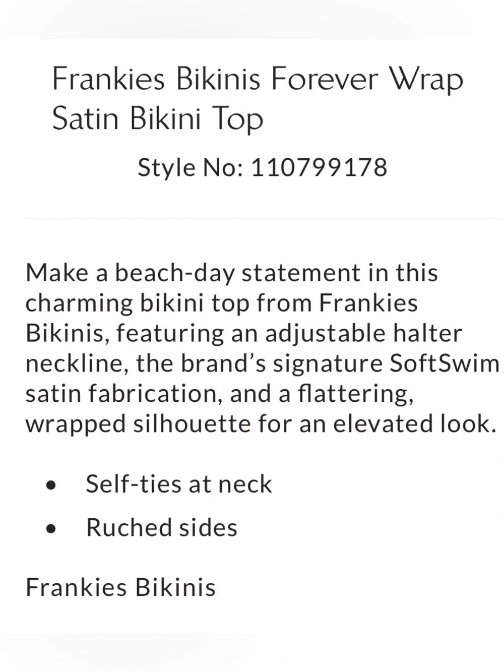 Frankie’s Bikinis Katarina Forever Wrap Bikini set Top large Bottom medium NWT